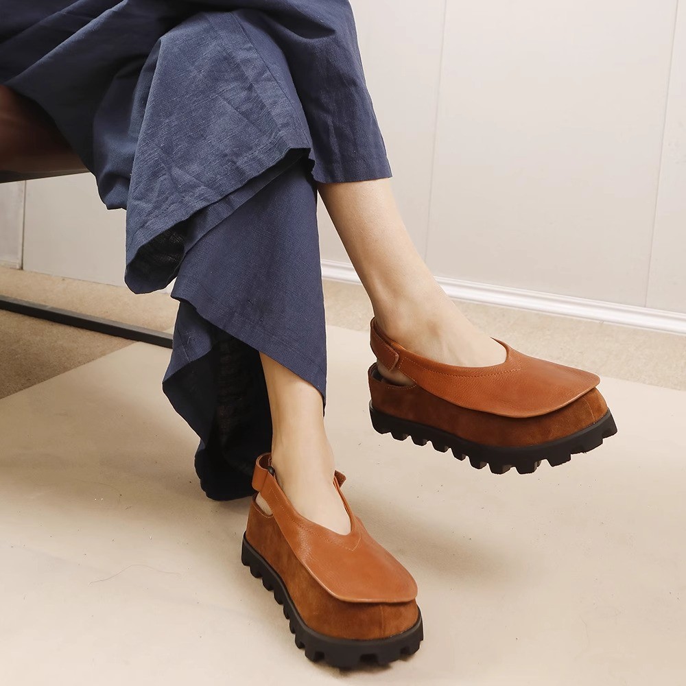 Retro Original Thick-soled Leather Toe Box Soft Bottom Platform Shoes For Women foto 2