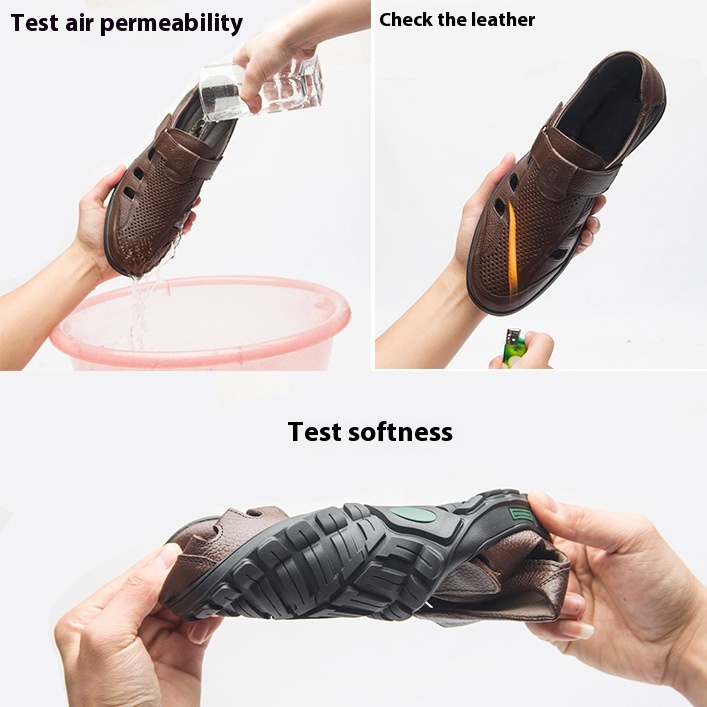 Men's Summer Hollow Breathable Leather Shoes foto 3