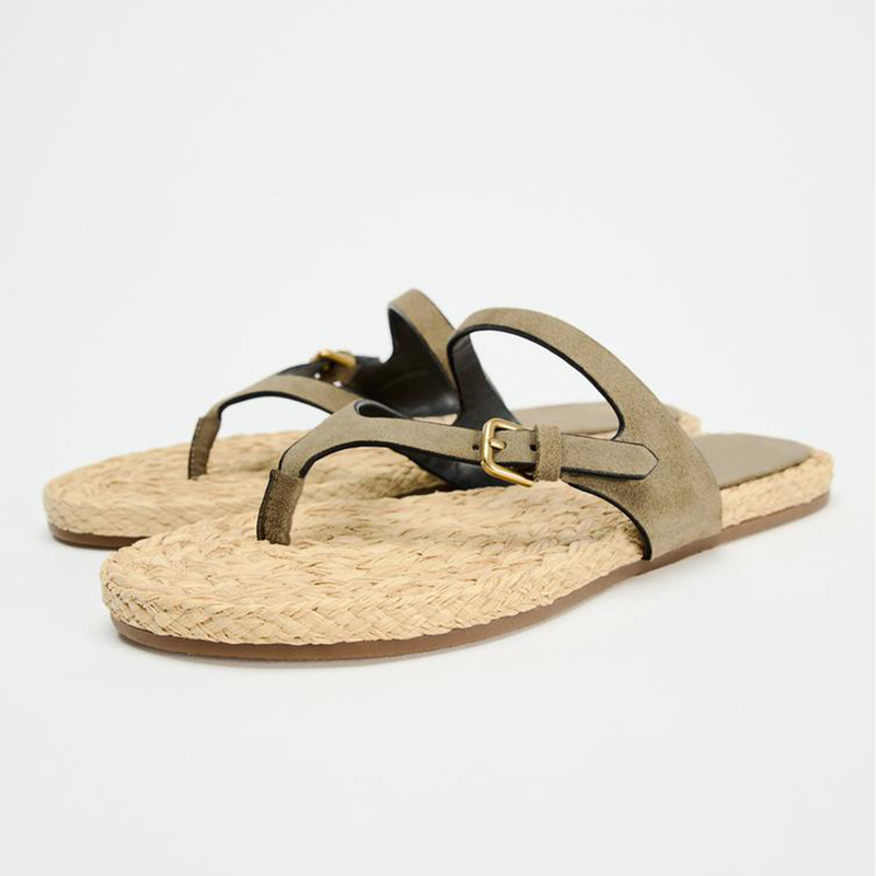 Bottom Woven Flip-flops Women Summer Outdoor Flat Casual Beach Shoes Thong Sandals foto 3