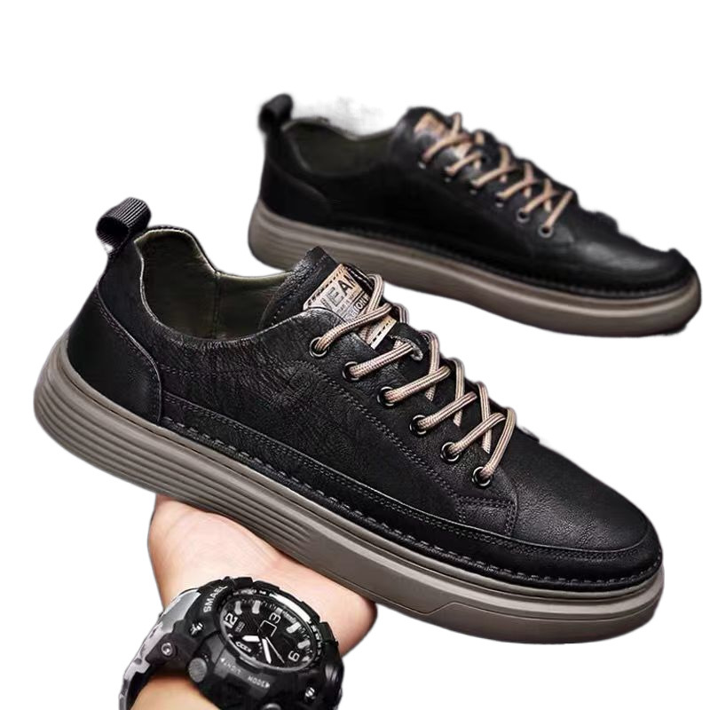 Men's Shoes Spring New Versatile Black Casual Leather foto 2