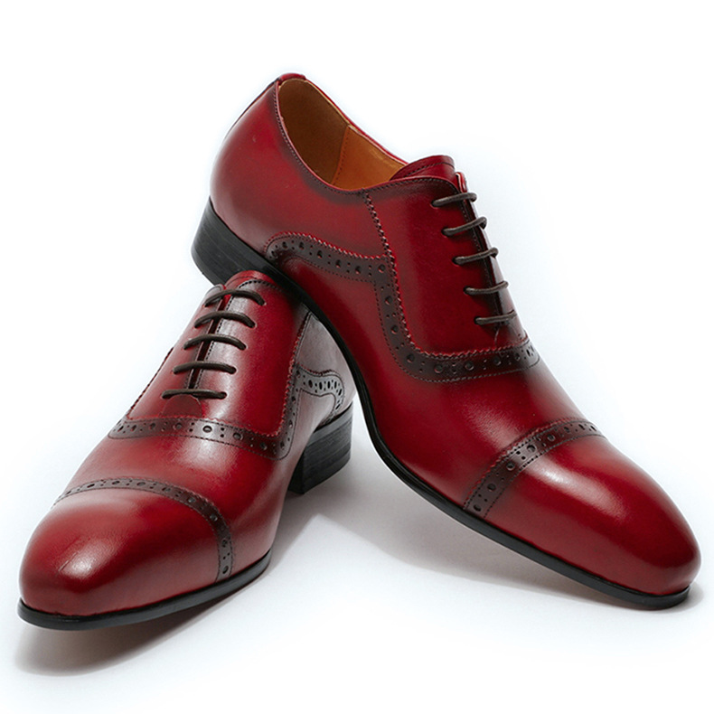Three-joint Business Carved Men's Shoes foto 3