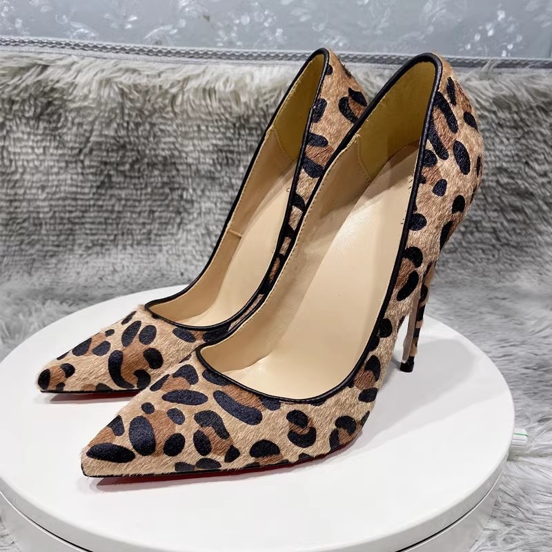 Suede Leopard Print High Heels For Women foto 5