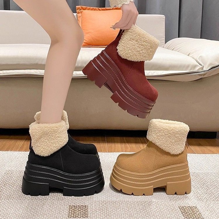 Short Plush Thickened Warm Platform Cotton Shoes foto 4