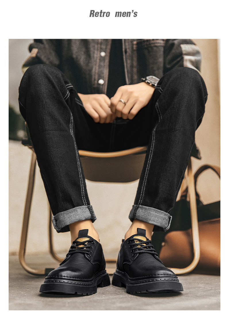Men's Summer Breathable Casual Leather Shoes Martin Boots foto 2