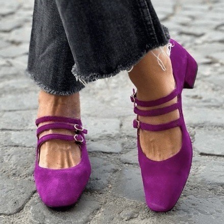 Women's Leather Square Toe Low-cut Retro Style Chunky Heel High Heels foto 2