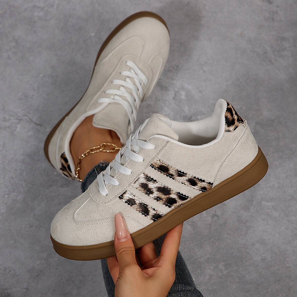 Vintage Leopard Print Versatile Women's Casual Shoes foto 3