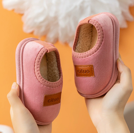 Children Cosy Plush-Lined Anti-Slip Winter House Booties