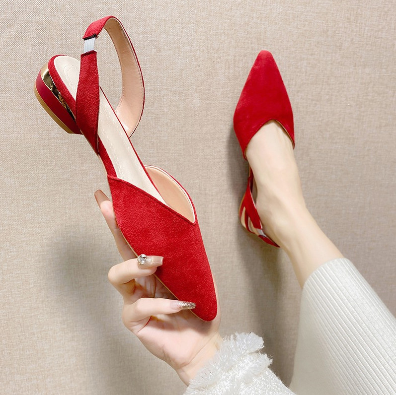 Womens Plus-Size Pointed-Toe Open-Back Low-Heel Sandals foto 4