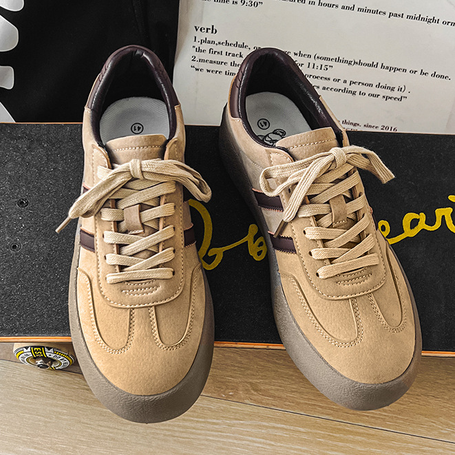 Leather Platform Casual Brown Men's Shoes
