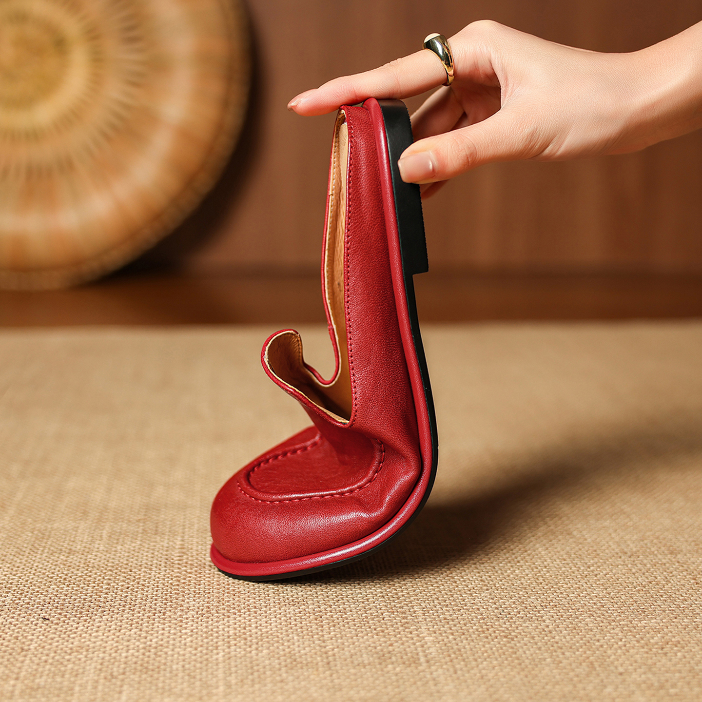 Women's Handmade Full-Grain Sheepskin Loafer Mules, Premium Leather Slip-On Backless Flats foto 2