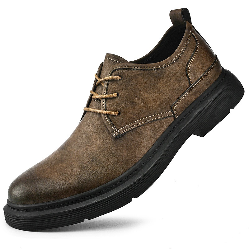 Men's Sewing Line Lace-up Casual Plus Size Leather Shoes foto 4
