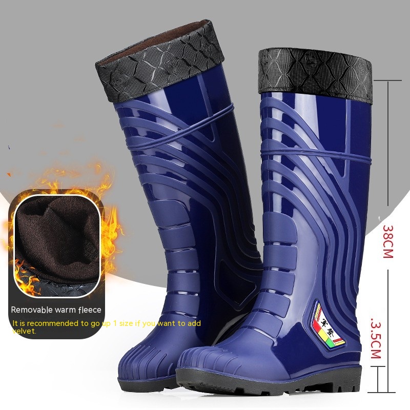 Mid-calf Rubber Fashion Rain Boots Men's Outdoor Fleece-lined foto 5