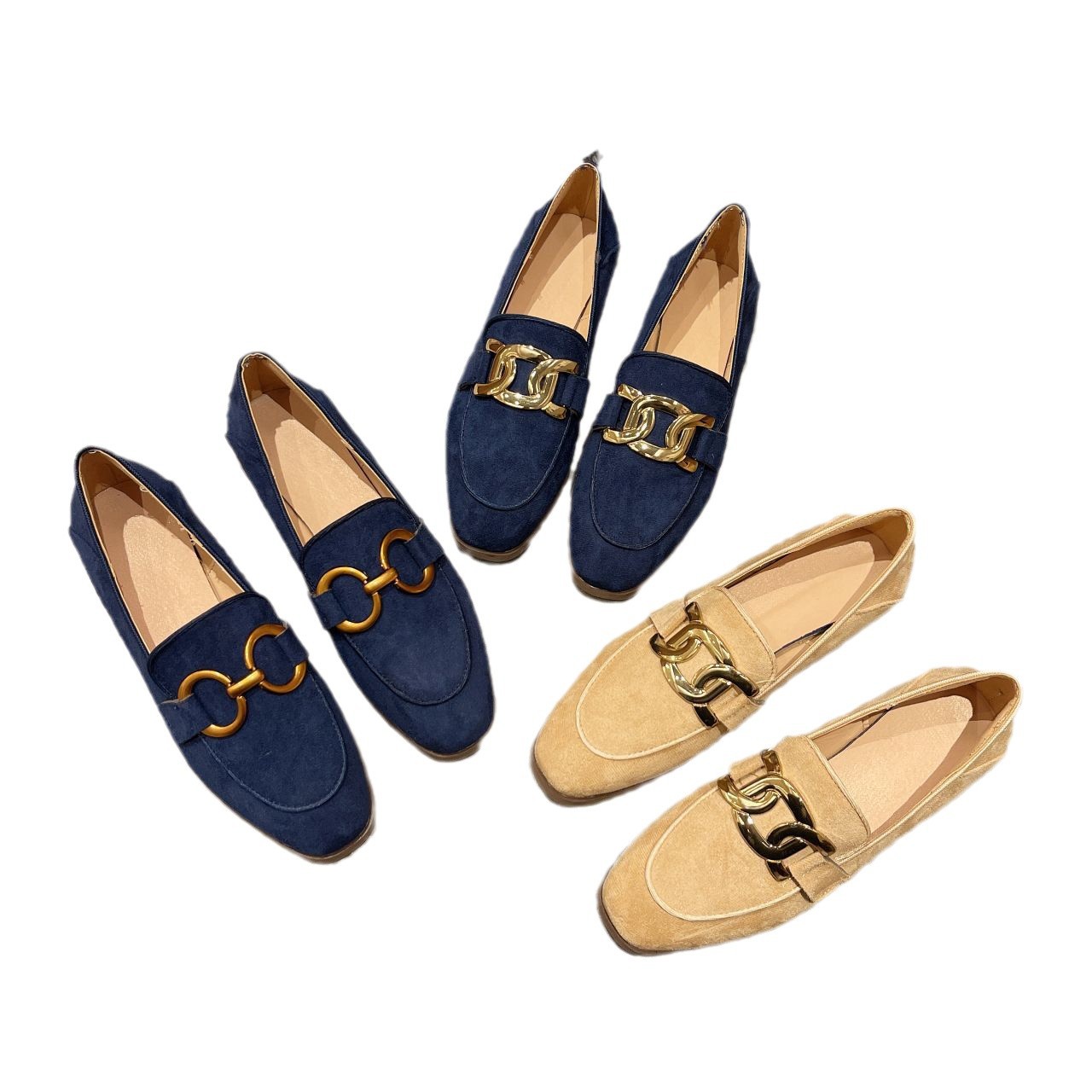 Chunky Heel French Retro British Style Women's Flat Shoes foto 2