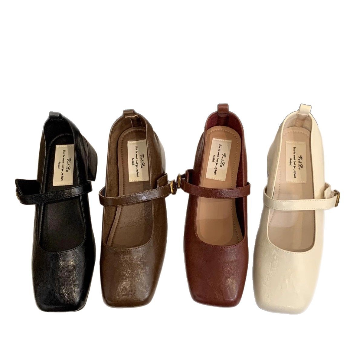 Retro Square-toe Low-cut Chunky-heel Women's Pumps foto 3