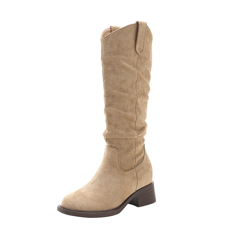 Height-increasing Chunky-heeled Knee-high Boot With Round Toe foto 2