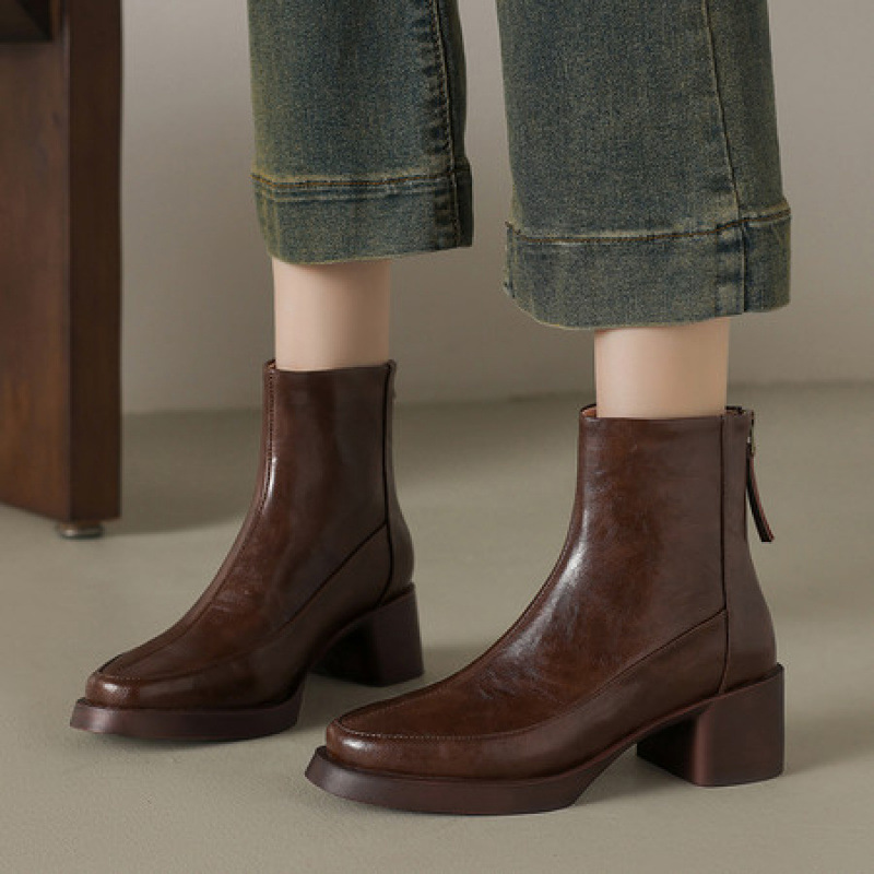 Womens Genuine Leather High-Heel Ankle Boots New Fall Winter Style For Winter Seasons foto 3
