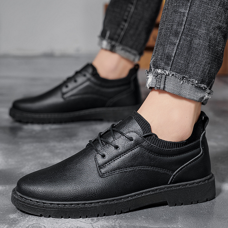 Men's Leather British Autumn Winter Youth Work Shoes foto 4
