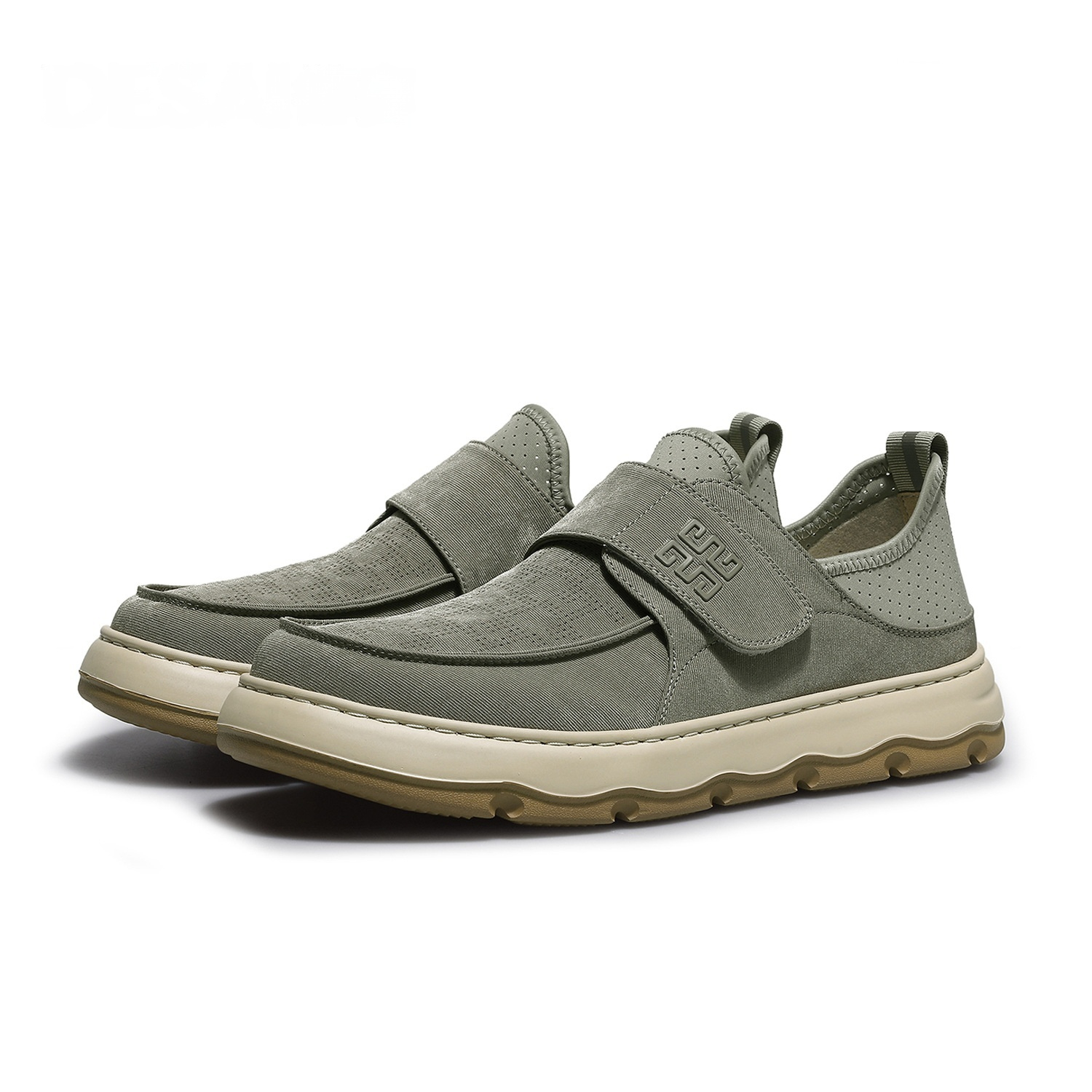 Perforated Breathable Velcro Casual All-matching Men's Shoes foto 2