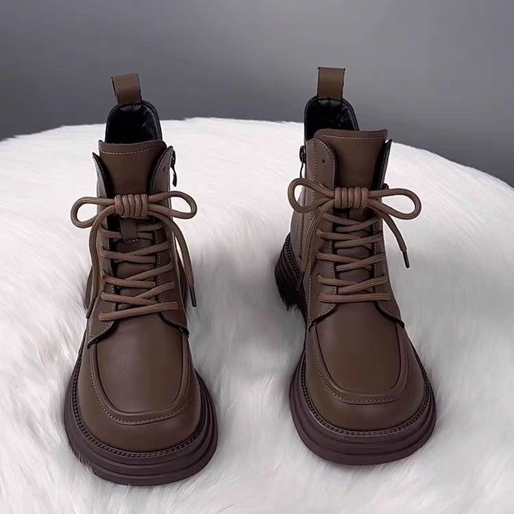 Womens All-Match Soft Leather Padded Dr Martens-Style Boots With Thick Sole For Warmth And Comfort foto 3