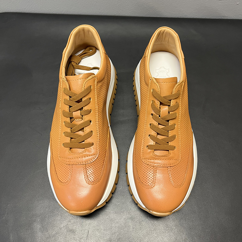 Genuine Leather Breathable Hollow Men's High-end Platform Casual Leather Shoes foto 4