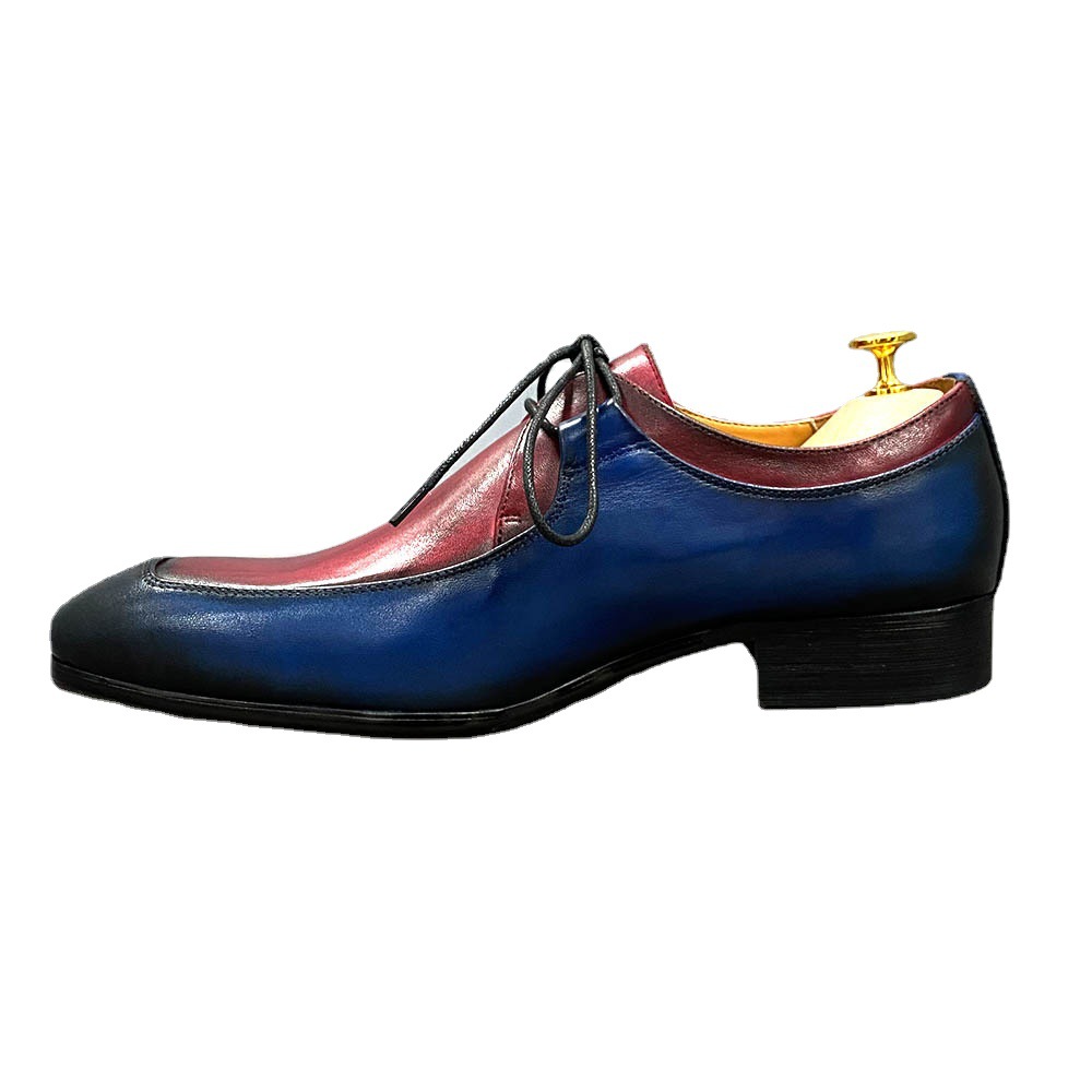 Cowhide Leather Shoes Business Casual Multicolor Low-top Lace-up foto 2