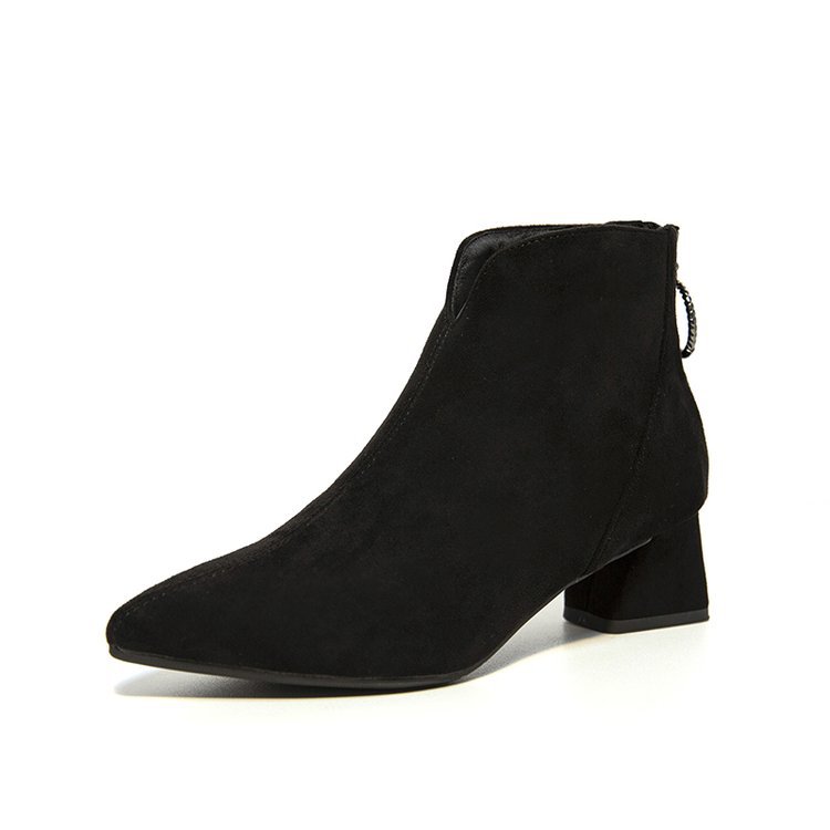 Women's Chunky-heeled Pointed-toe Short Martin Boots foto 4