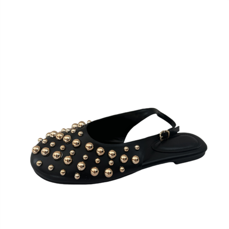 Flat Toe Box Rivet Button Women's Sandals foto 4