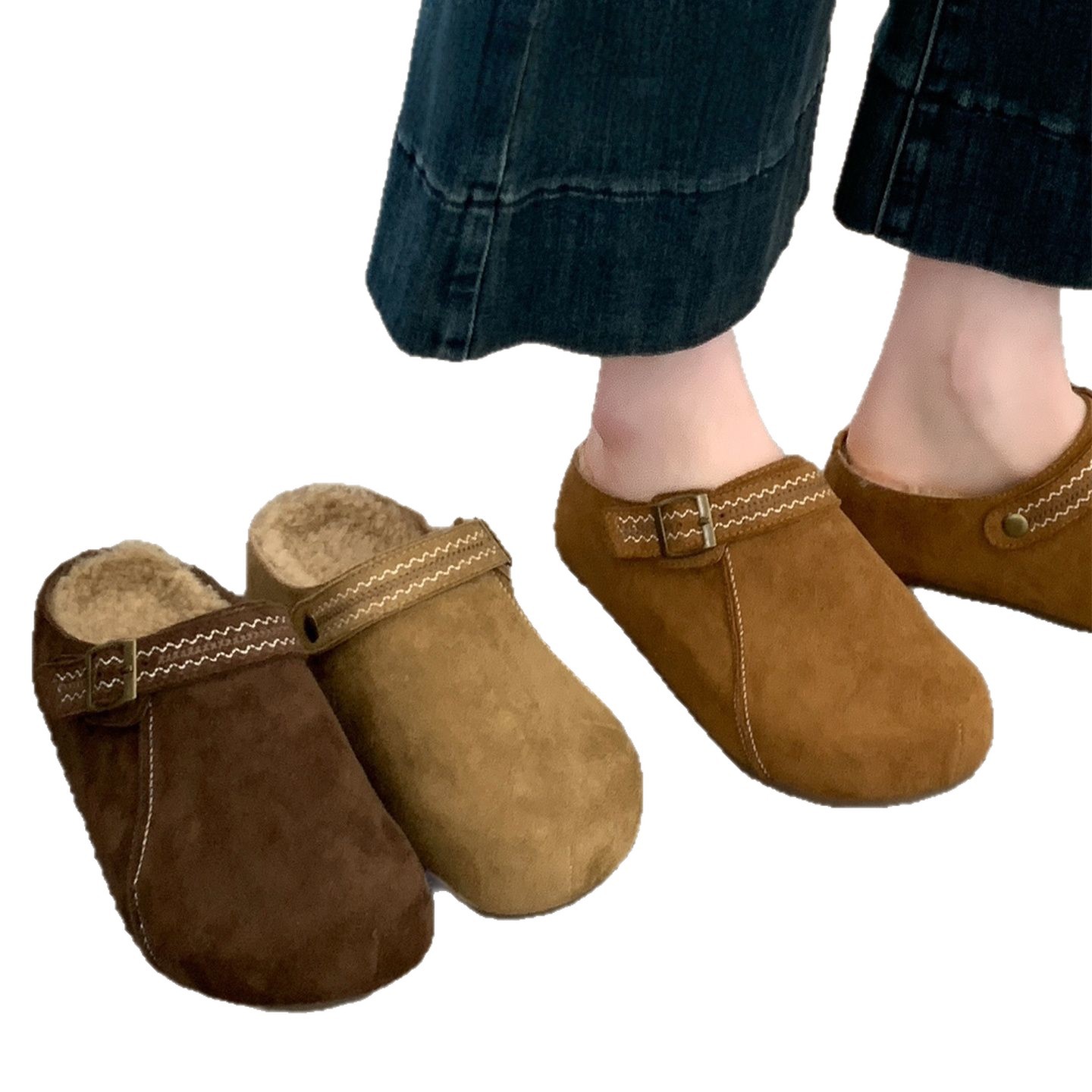 Thick Sole Half Slippers Women's Outer Wear New Autumn And Winter foto 3