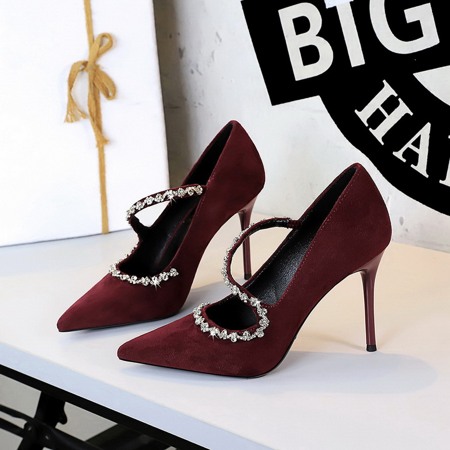 Pointed High Heels Diamond Chain Single Strap Thin Heels foto 2