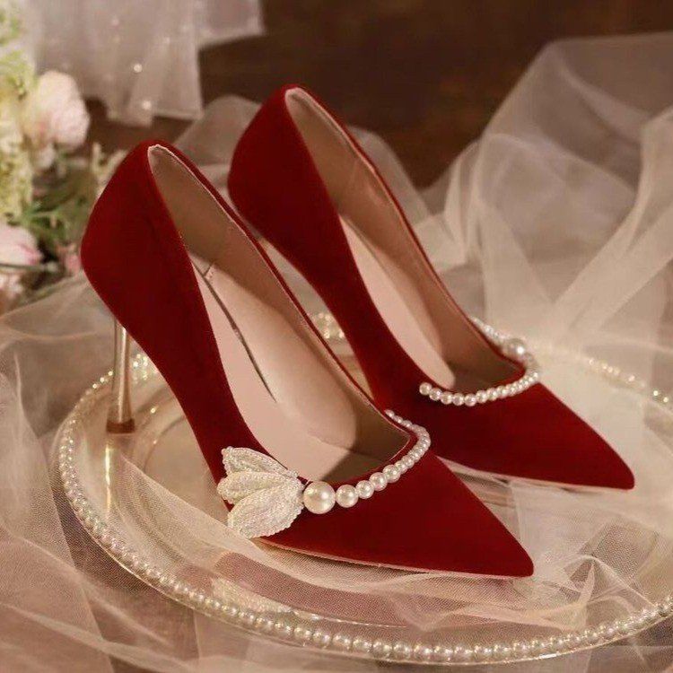 Women's Fashionable Red Pointed-toe High Heels foto 5