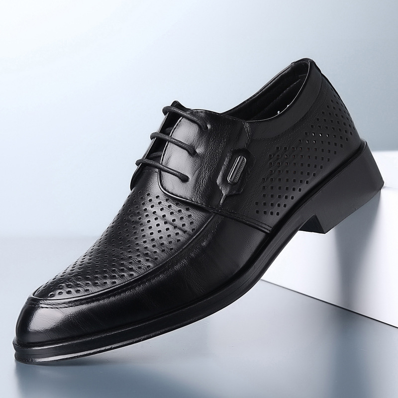 Men's Casual Leather Shoes Trendy Summer Breathable Hollow Perforated Sandals foto 2