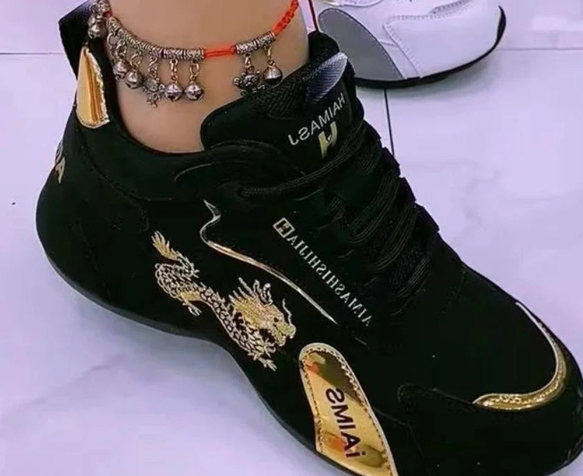 Golden Dragon Embroidered Fashionable Shoes Soft Sole Men's And Women's Same Style Pippen Dad Shoes foto 5