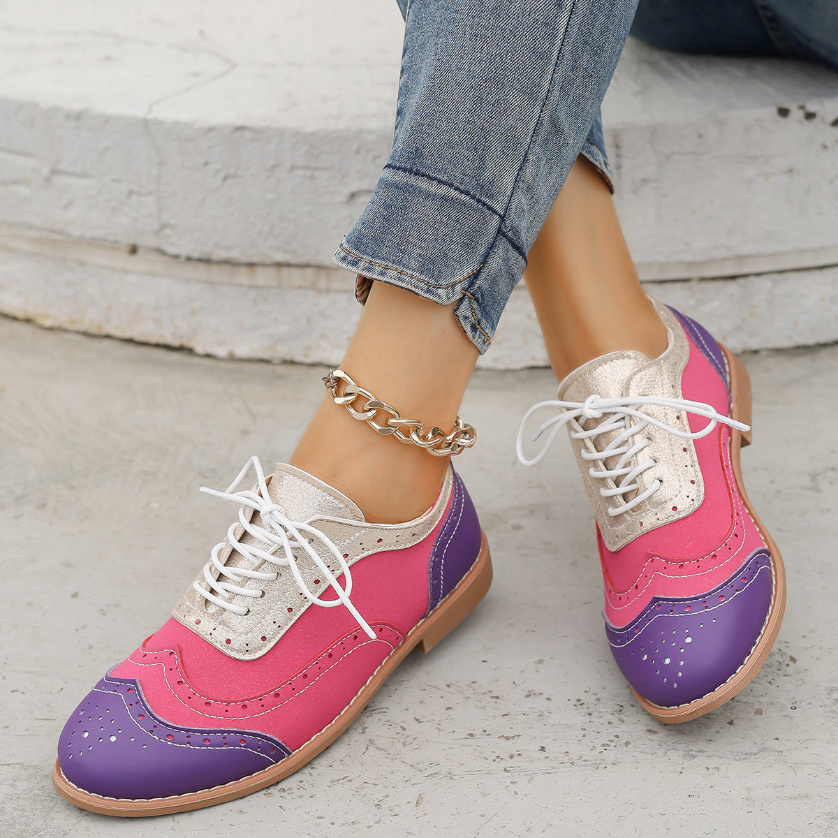 Flat Sneakers Wear-resistant Casual Low-top Lace-up Round Toe Single Shoes foto 2