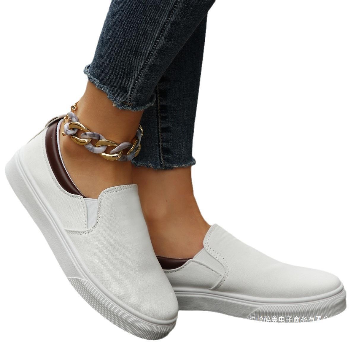 Womens Low-Top Solid-Colored Flat Shoes Cross-Border Slip-On Color-Block Loafers foto 2