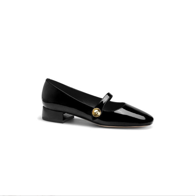 Platform Leather Shoes Shallow Mouth Round Head Chunky Heel foto 4