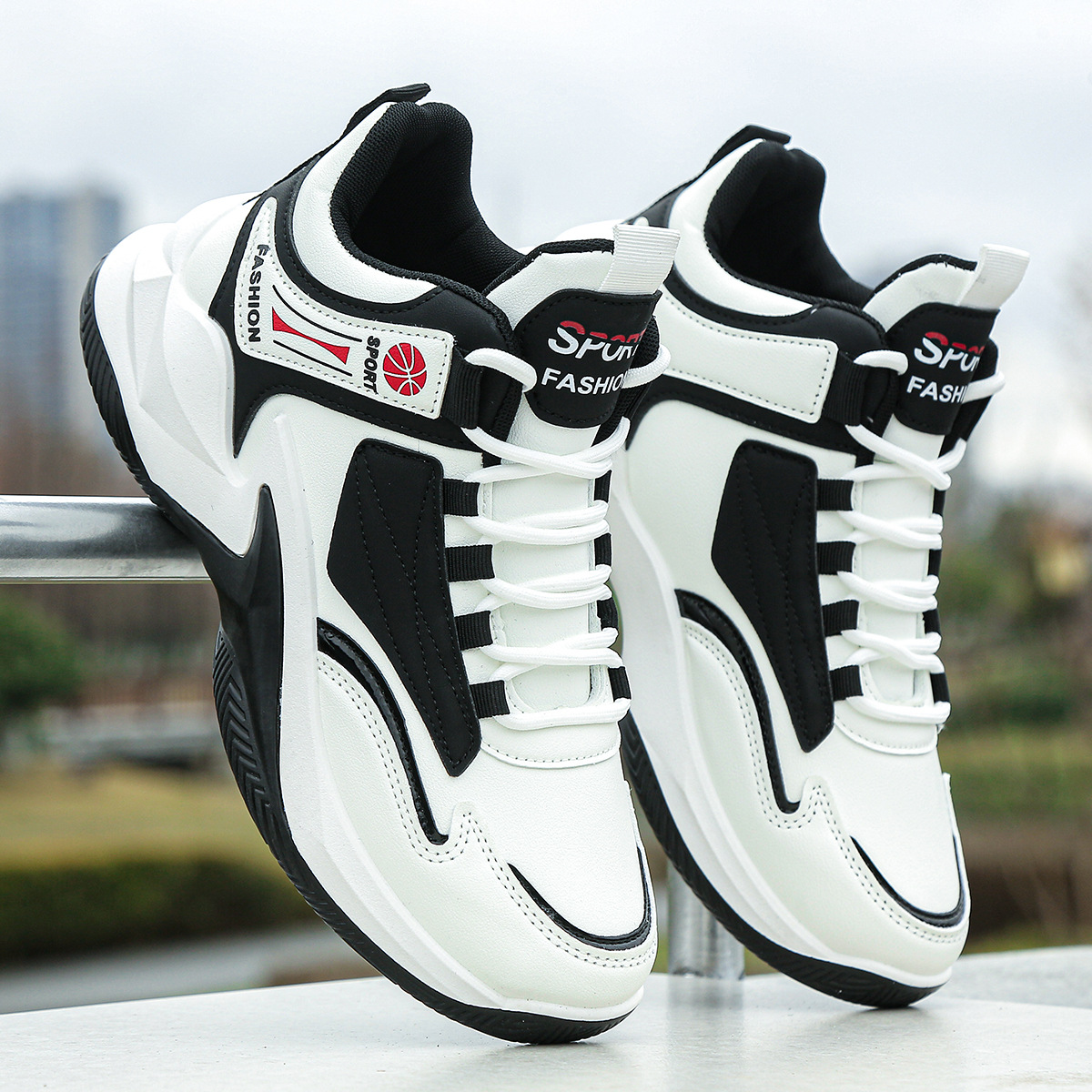 Waterproof High-top Soft Leather Basketball Shoes foto 5