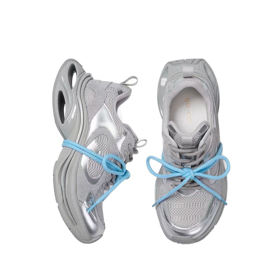 Spring Chunky Silver Sneakers For Women foto 5