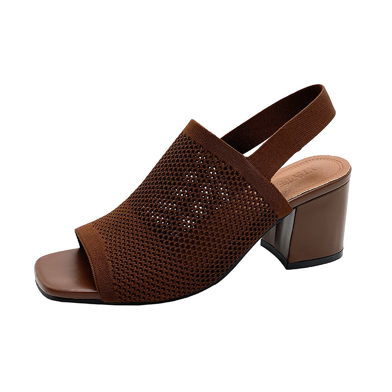 European And American Flying Woven High Heel Chunky Heel Sandals For Women foto 5