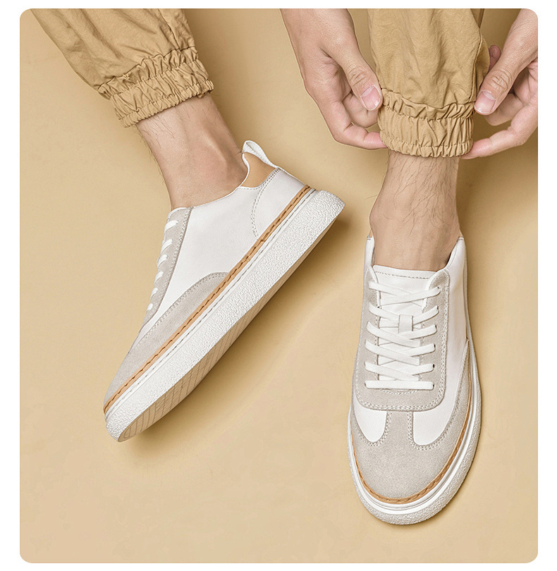 Thick-soled Sneakers Stitching Top Layer Cowhide Trendy Casual Sneaker foto 4