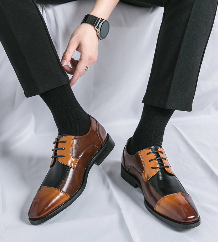 Business Formal Wear Casual Square Toe Large Size Leather Shoes foto 3