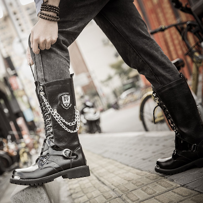 Men's High Top Martin Boots Lace-up Winter Tube Boots foto 5