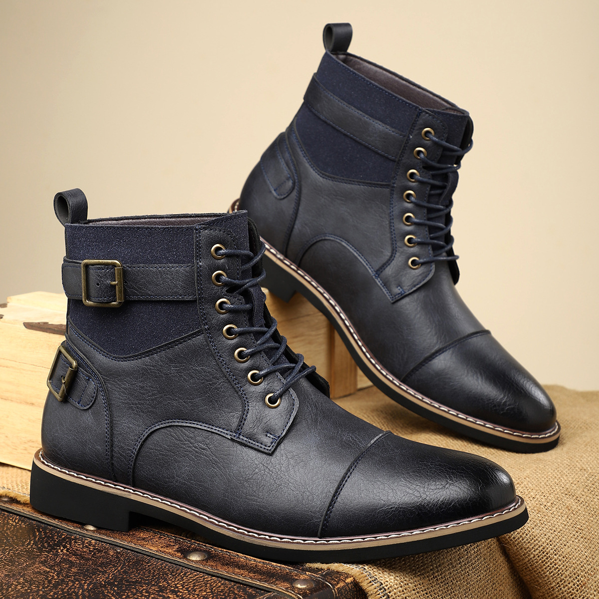 Non-slip Retro Mid-Top Pointed Men's Casual Martin Boots foto 5