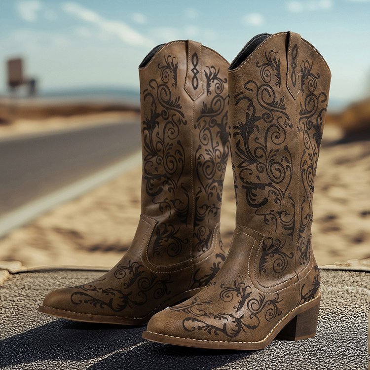 Autumn Pointed Toe Embroidered Knight Boots foto 2