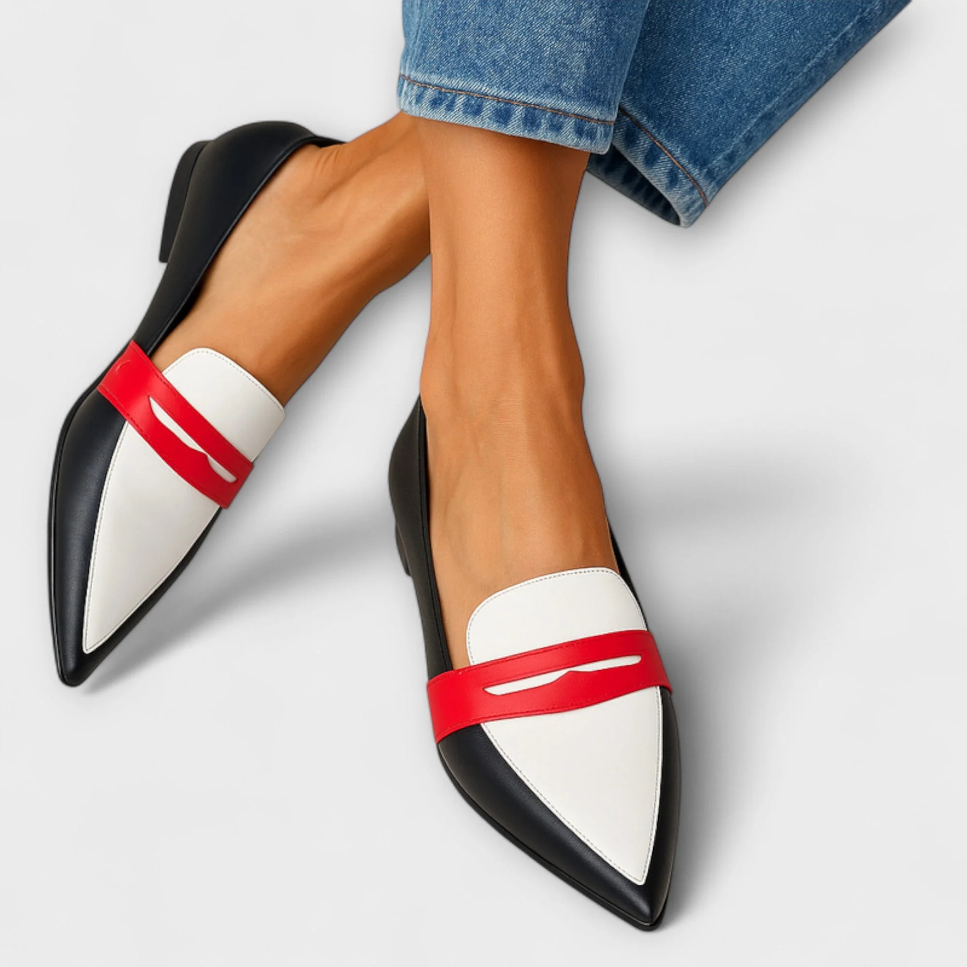 Spring And Autumn New Low Heel Pointed-toe Color Matching Pumps Women