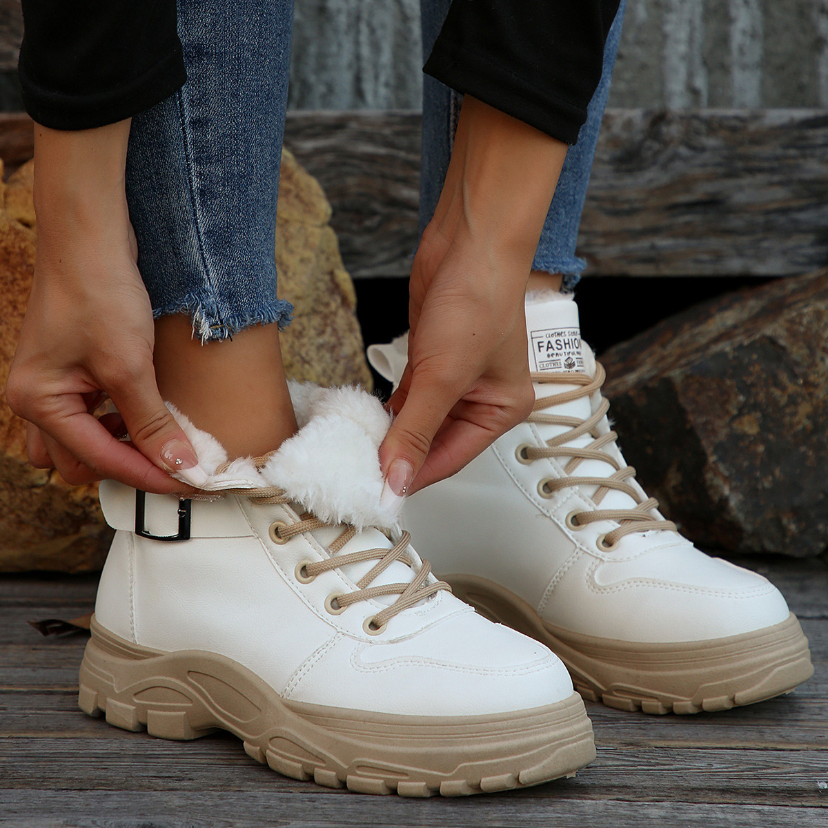 Women's Casual Mid-calf Fleece-lined, Thickened, Insulated Cotton Boots foto 2