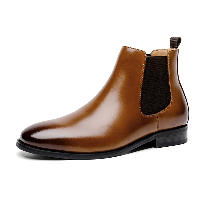 British Retro Chelsea Men's Shoes Leather Short Boots Fleece-lined
