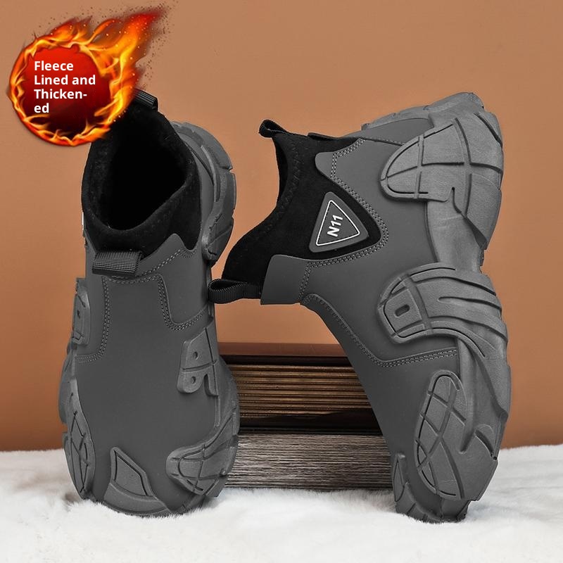 High-top Fleece Warm And Fashionable Fur-lined Slip-on Lazy Shoes foto 3