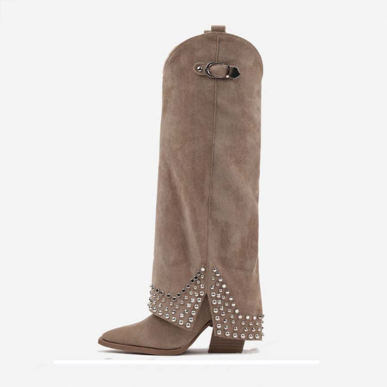 Women's Frosted Rivet Pantyhose Boots foto 4