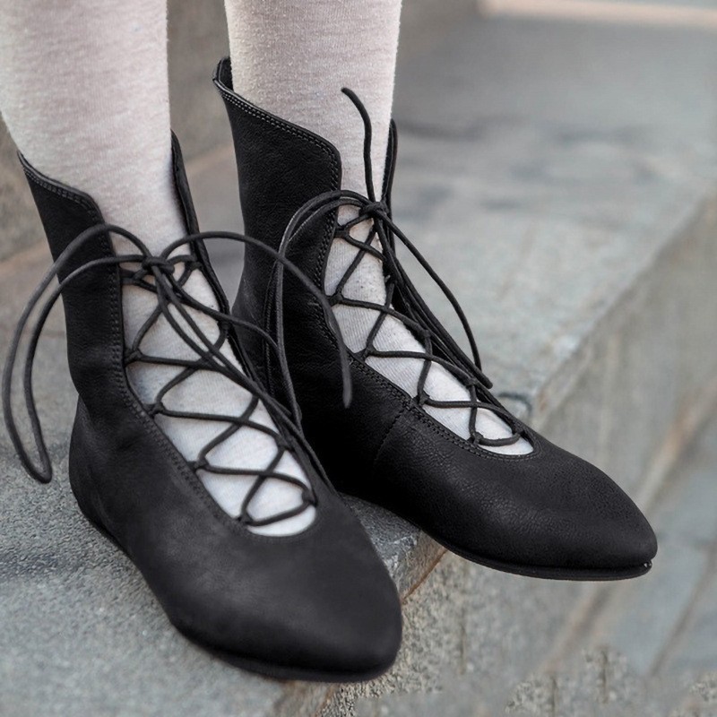 Women's Low-cut Leather Boots With Straps foto 2
