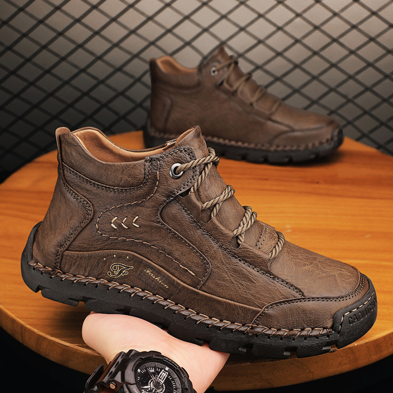 Fleece-lined Warm Mid-top Cotton-padded Shoes Soft Bottom Stitching Non-slip Men's Outdoor Leisure Shoes foto 5